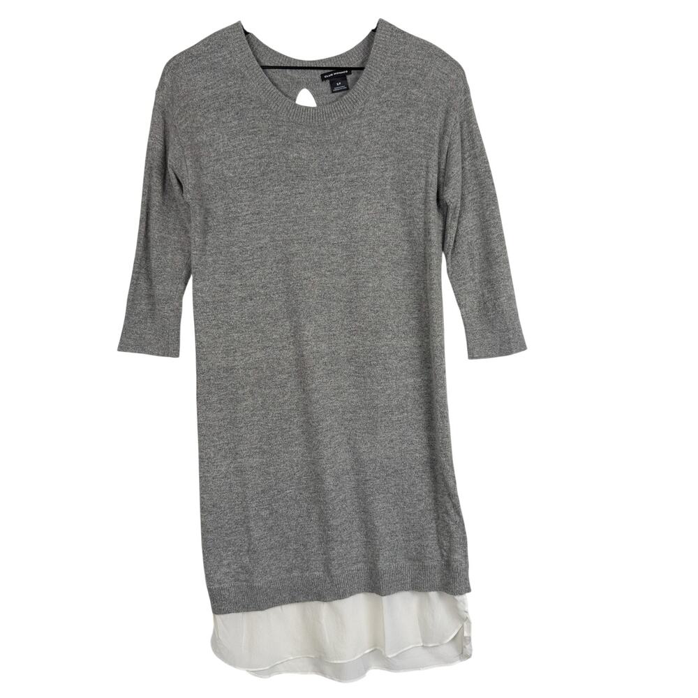 Club Monaco Layered Knee-Length Dress Wool Cashmere Gray White - S